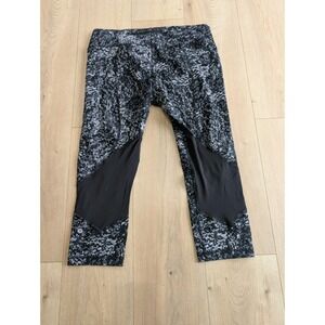 Lululemon Pace Rival Crop 22" Sz 12 Achromatize Ice Grey Black Leggings